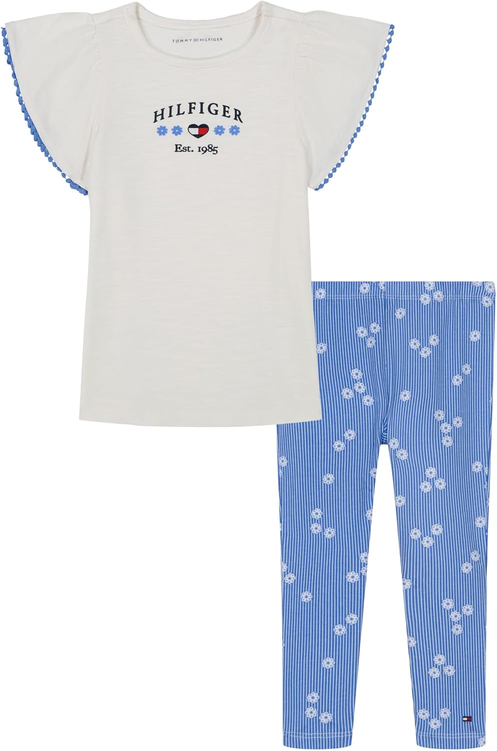 

Комплект из 2 предметов: туника и леггинсы для девочек от Tommy Hilfiger, Egret/Ultramarine Print