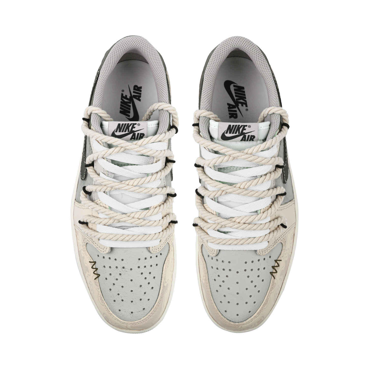 Кроссовки Air Jordan 1 Vintage Basketball Shoes Unisex Low-top Beige/green, зеленый — фото 4