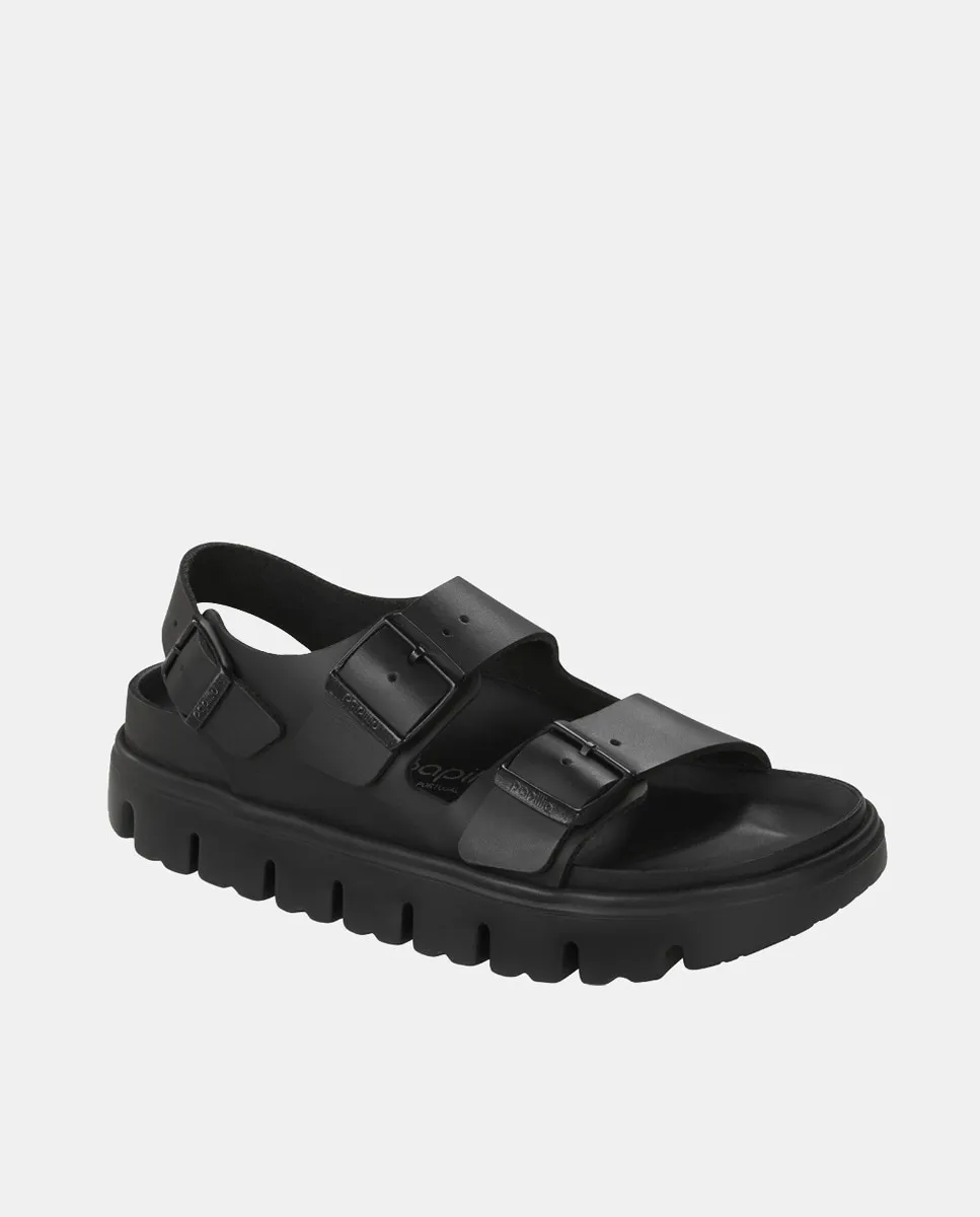 Женские сандалии Milano Chunky на плоской подошве из кожи Birkenstock, черный — фото 3