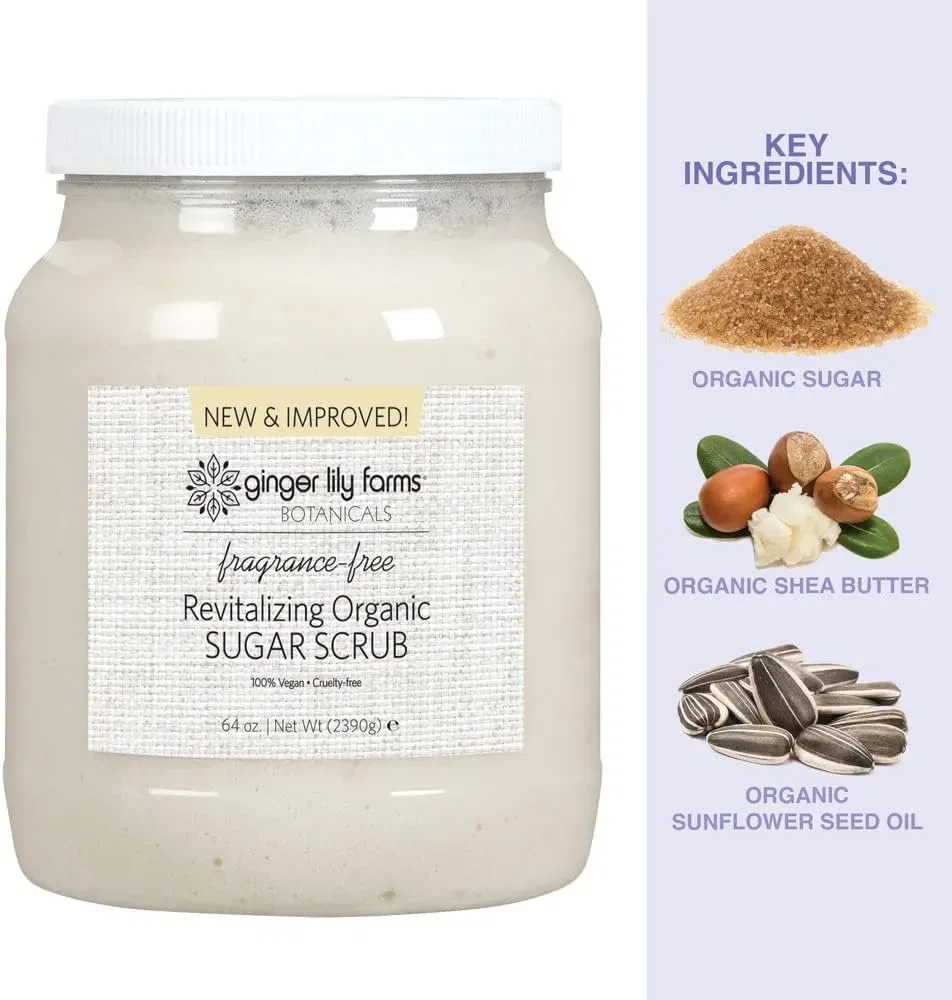 Скраб для тела сахарный органический Ginger Lily Farms, без отдушки, 64 oz — фото 4