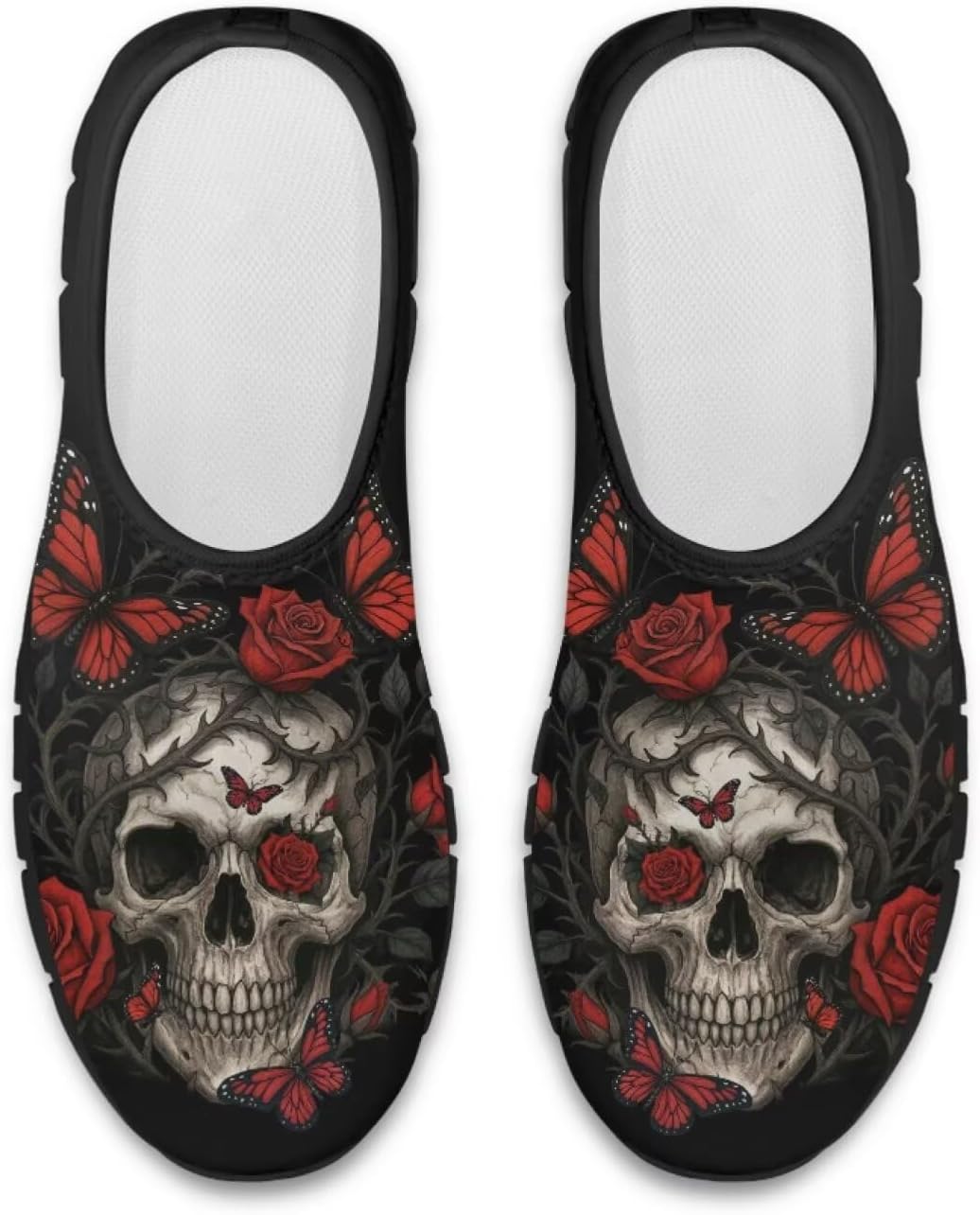 

Мокасины с принтом черепа Hsaiyjsp для мужчин и женщин, кроссовки без шнурков, дышащие обувь для бега и ходьбы, красный