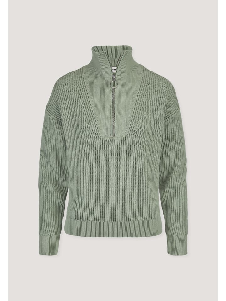 

Hessnatur Вязаный свитер Troyer матового зеленого цвета