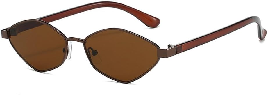 

Модные солнцезащитные очки «кошачий глаз» неправильной формы, ретро-стиль, прозрачные линзы цвета океана, защита от УФ-излучения UV400, трендовые мужские солнцезащитные очки небольшого размера TKKTLLT, Bronze Tea