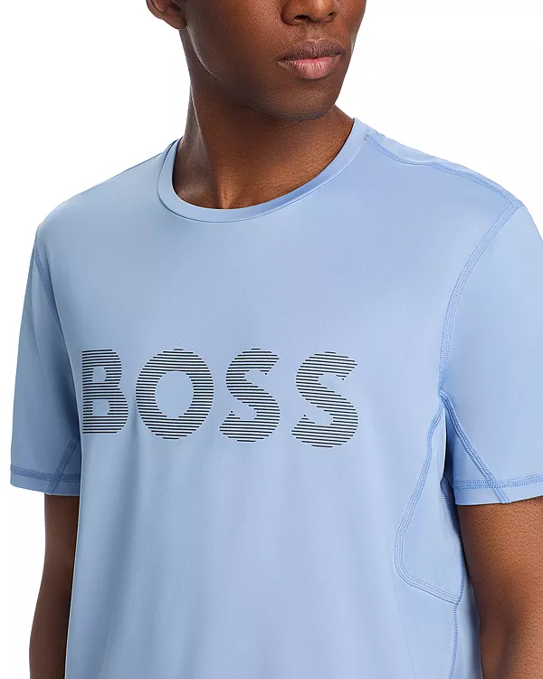 Облегающая спортивная футболка с логотипом Boss, синий — фото 4