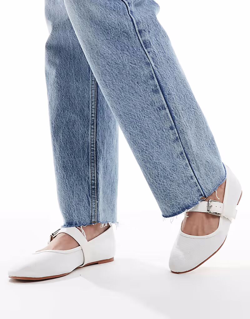 ASOS DESIGN балетки Lou mary jane белого цвета