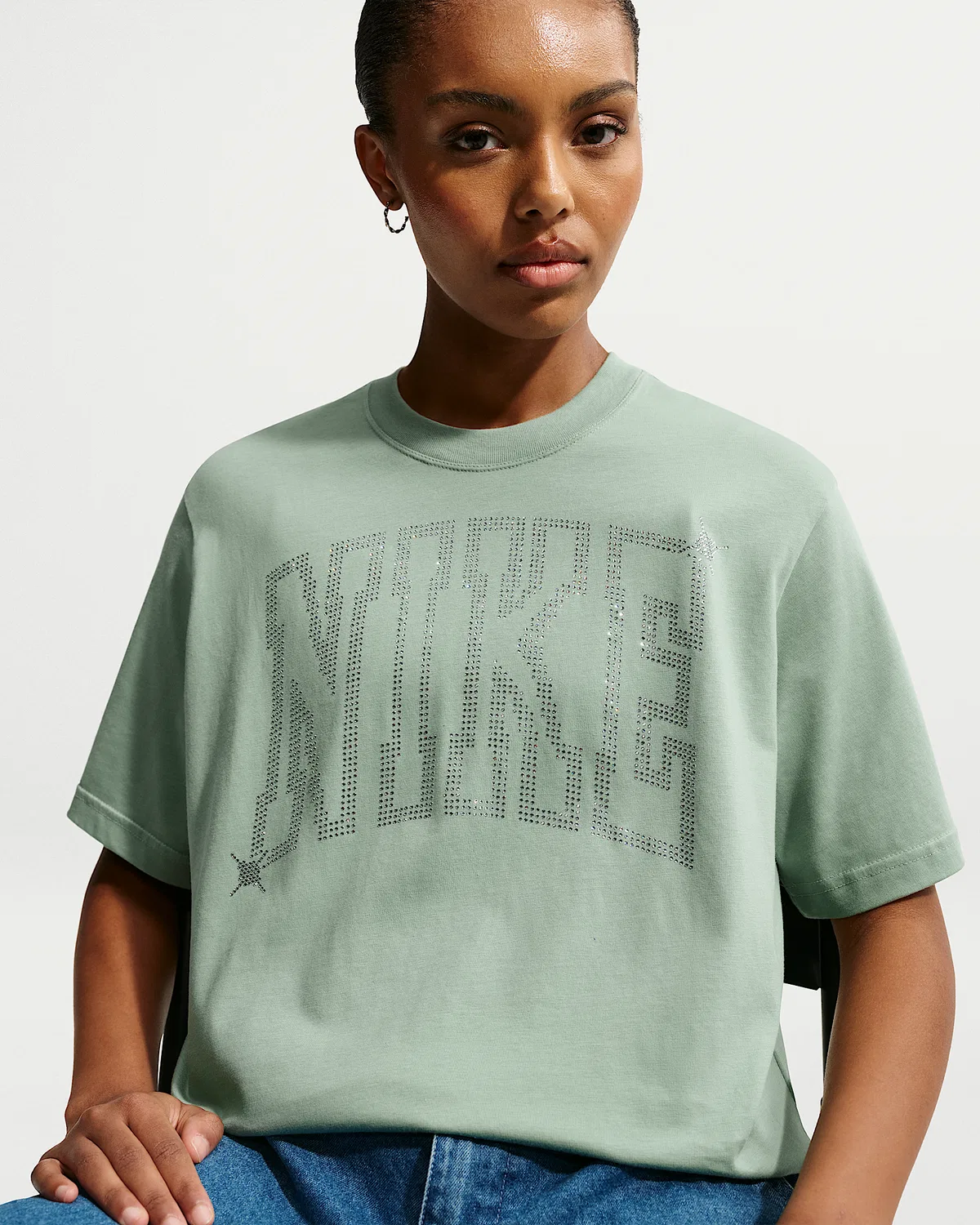 Женская свободная футболка Nike Sportswear Classic, Steam — фото 3
