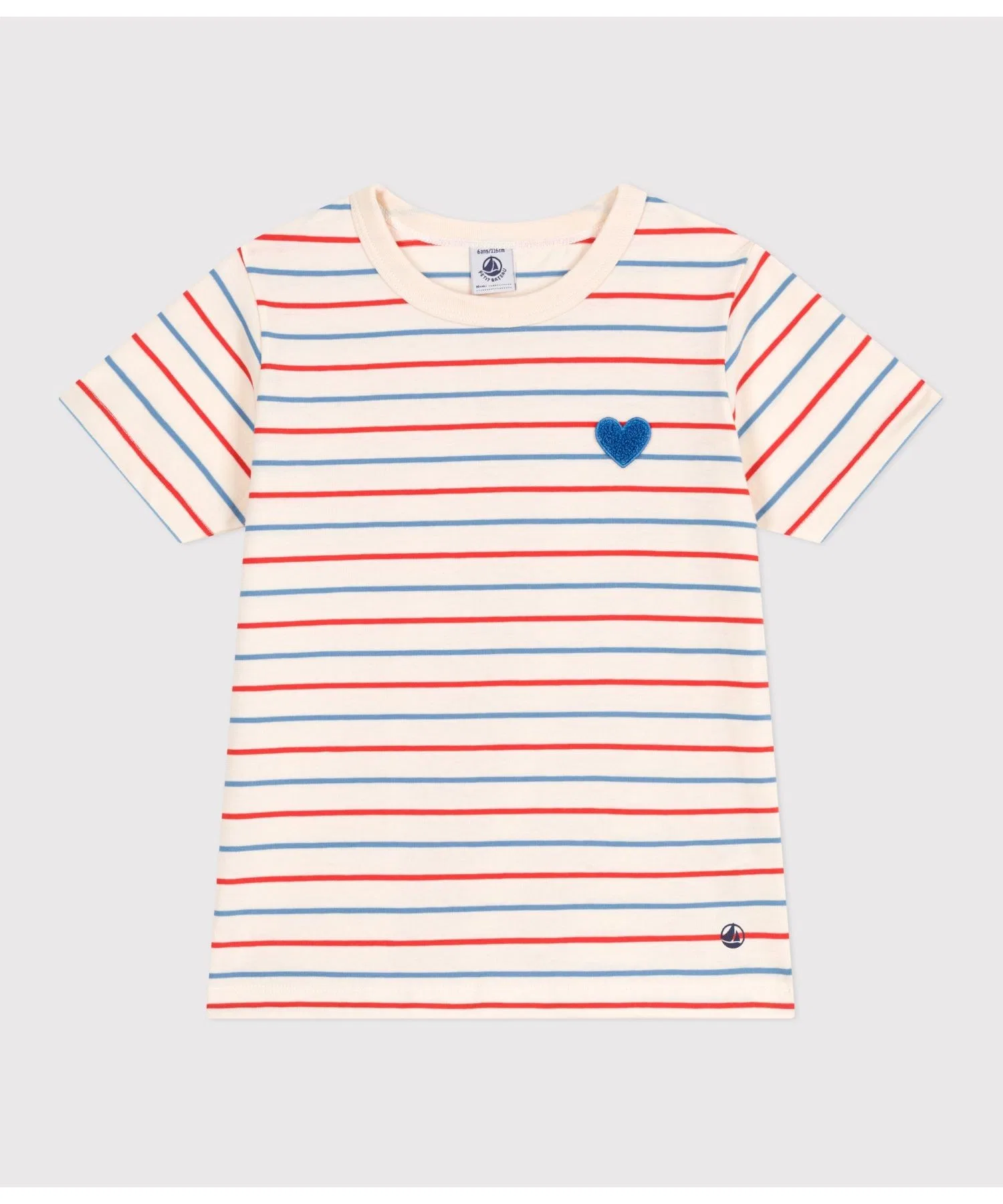Детская футболка с сердечком Petit Bateau хлопковая белая