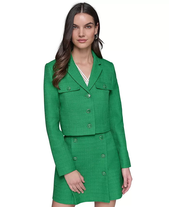 

Женская укороченная твидовый жакет KARL LAGERFELD PARIS, зеленый
