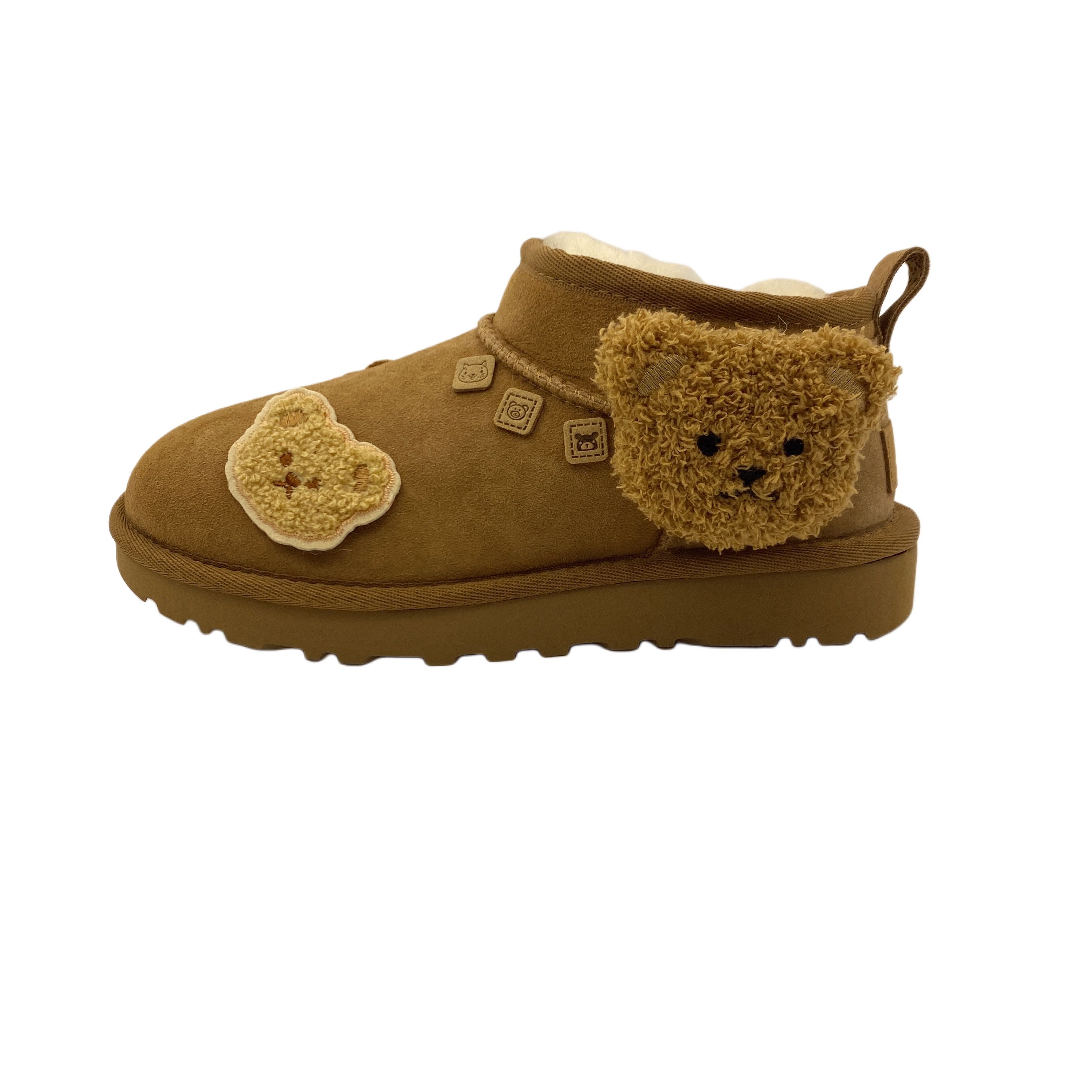 Ботинки зимние UGG Classic Ultra Mini Little Bear Dora до щиколотки, коричневый