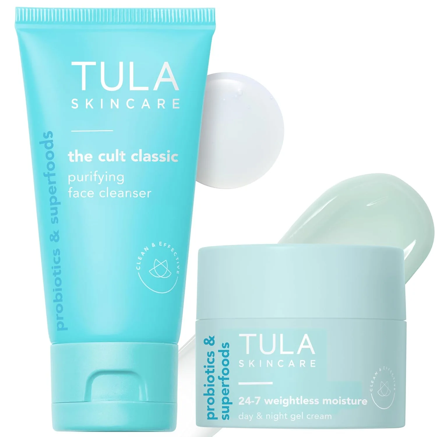 TULA Skin Care 24-7 увлажняющий крем для дня и ночи 42 г + очищающее средство для лица Cult Classic 28 г, набор 2 предмета