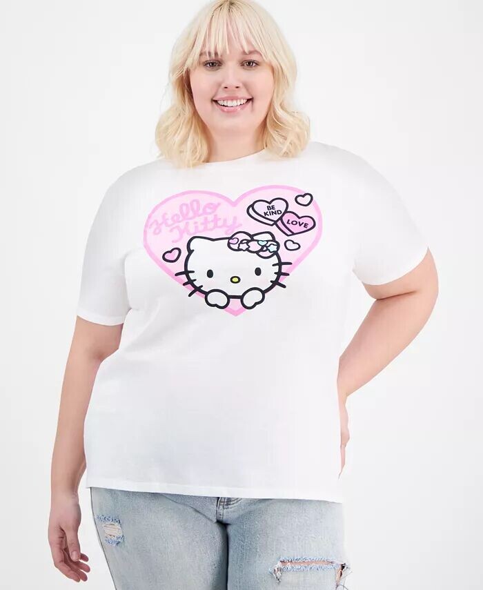 

Футболка Hello Kitty Heart большого размера Love Tribe, белый