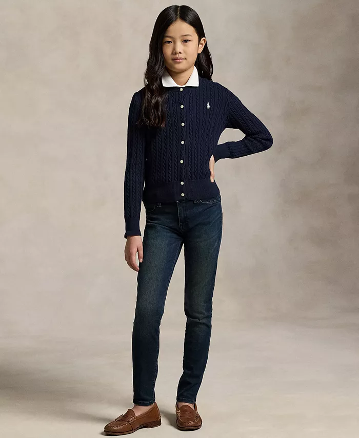 Кардиган из хлопка с крупной вязкой Big Girls Polo Ralph Lauren, синий — фото 2