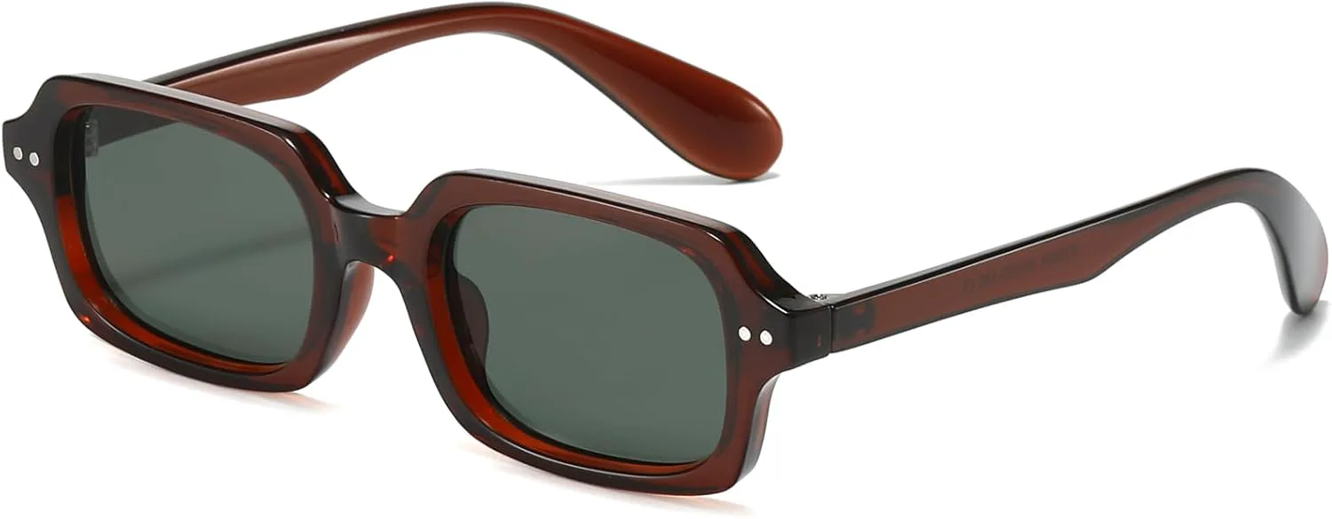 

Солнцезащитные очки PORADAY в стиле ретро, ​​прямоугольные, для женщин и мужчин, винтажные, в маленькой квадратной оправе, в стиле 90-х, модные, узкие, Brown/G15