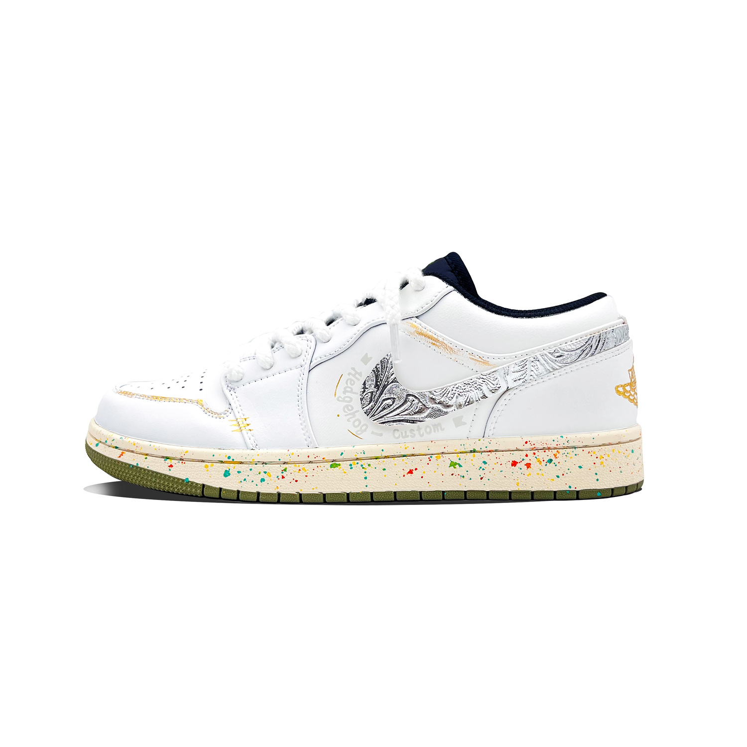 Jordan Air 1 Silver Rime нескользящие устойчивые к истиранию низкие детские скейтбординг кроссовки White для подростков — фото 3