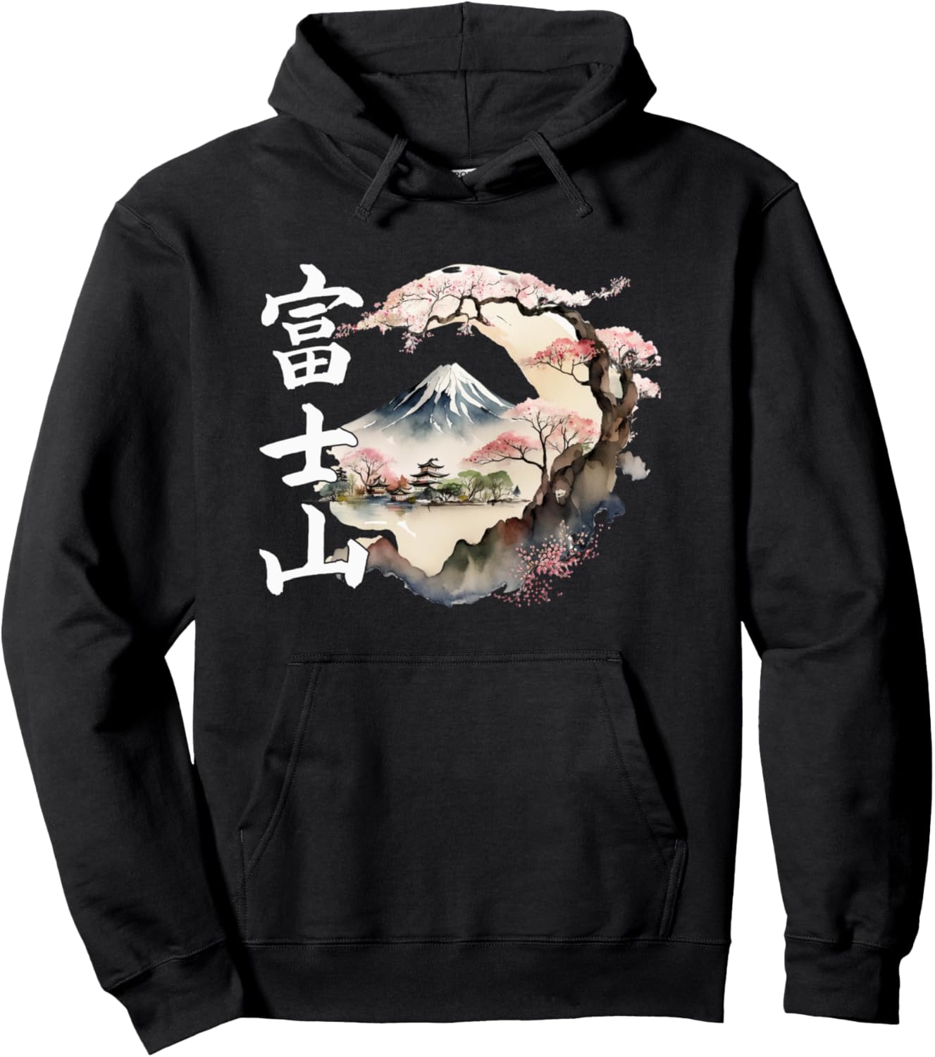 

Худи с акварельным рисунком иероглифов горы Фудзи Utopia Sport Japan Shop, черный