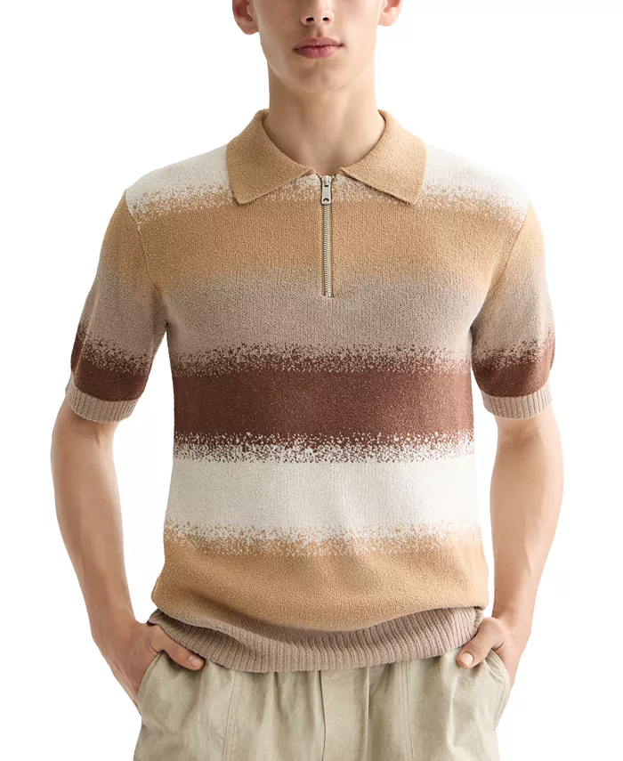 

Мужская рубашка-поло свободного кроя с коротким рукавом в полоску SCOTCH & SODA, коричневый/бежевый