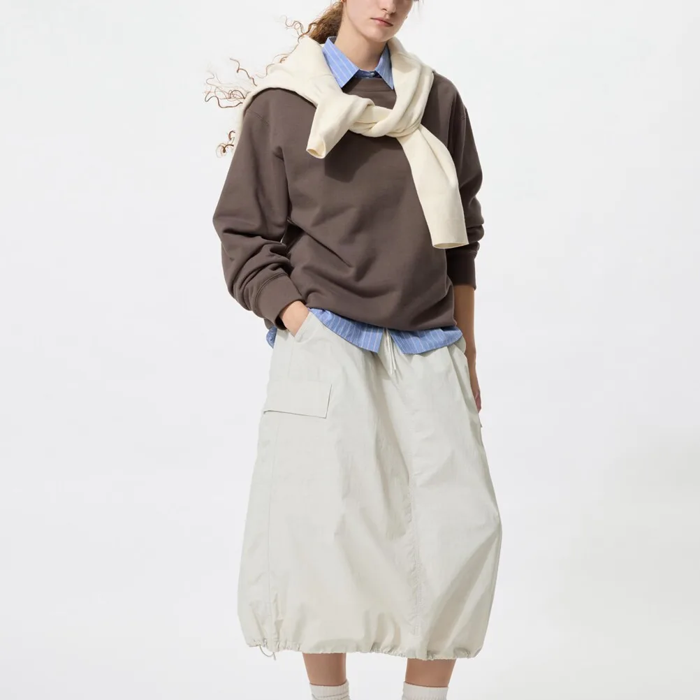 Юбка длинная женская Casual SS26 UNIQLO, светло-серый — фото 3