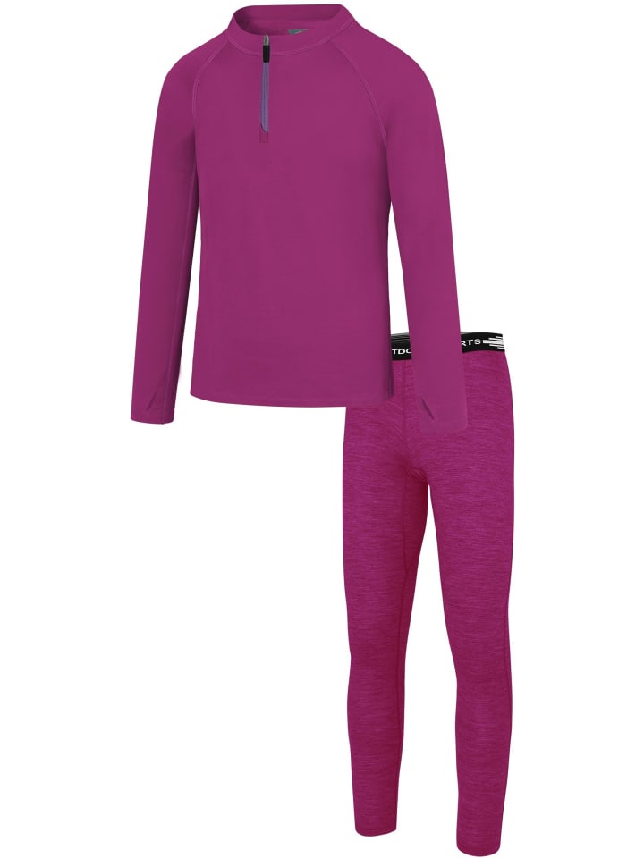 Normani Outdoor Sports Топ из мериносовой шерсти «Ньяпари» и брюки из мериносовой шерсти «Маккей» цвета фуксии — фото 3