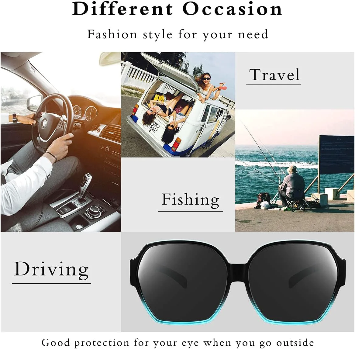 

Квадратные, увеличенные, поляризованные очки, надеваемые поверх солнцезащитных очков, с легкой крупной оправой, для женщин и мужчин TINHAO, F01-gradient Light Blue