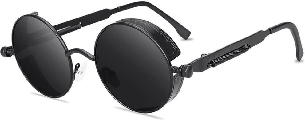 

Классические солнцезащитные очки в стиле стимпанк для мужчин и женщин, винтажные, с круглой металлической оправой, высокое качество, защита от УФ-излучения UV400 HVTVTLA, Black