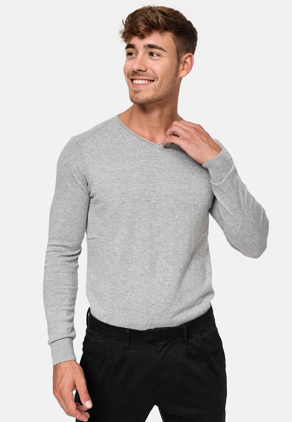 

Вязаный свитер BEAM INDICODE JEANS, цвет lt grey mix