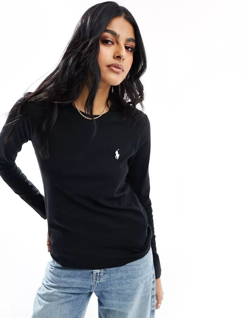 

Черный топ с длинными рукавами Polo Ralph Lauren