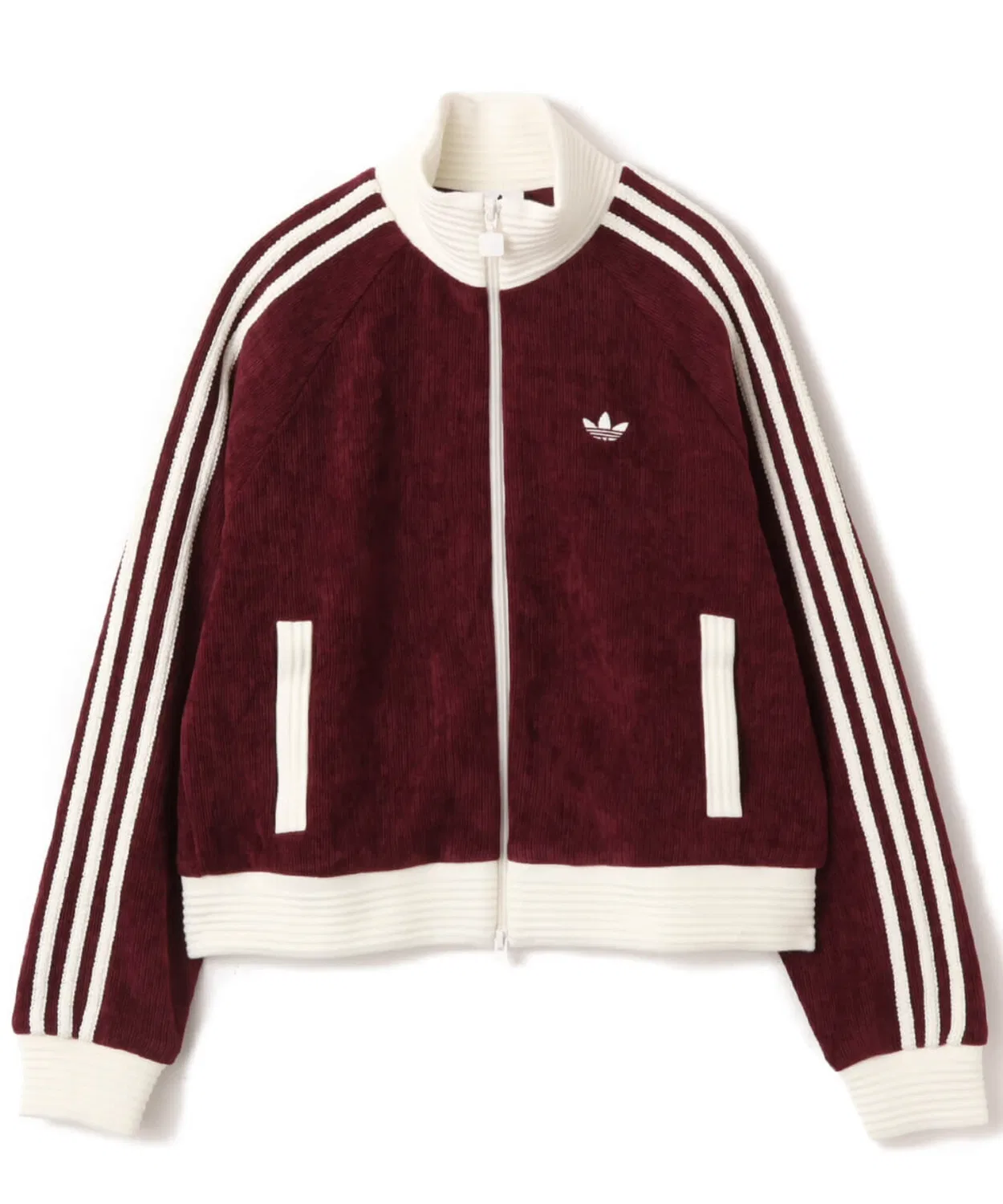Толстовка adidas Velour Knit Track Top бордового цвета — фото 4