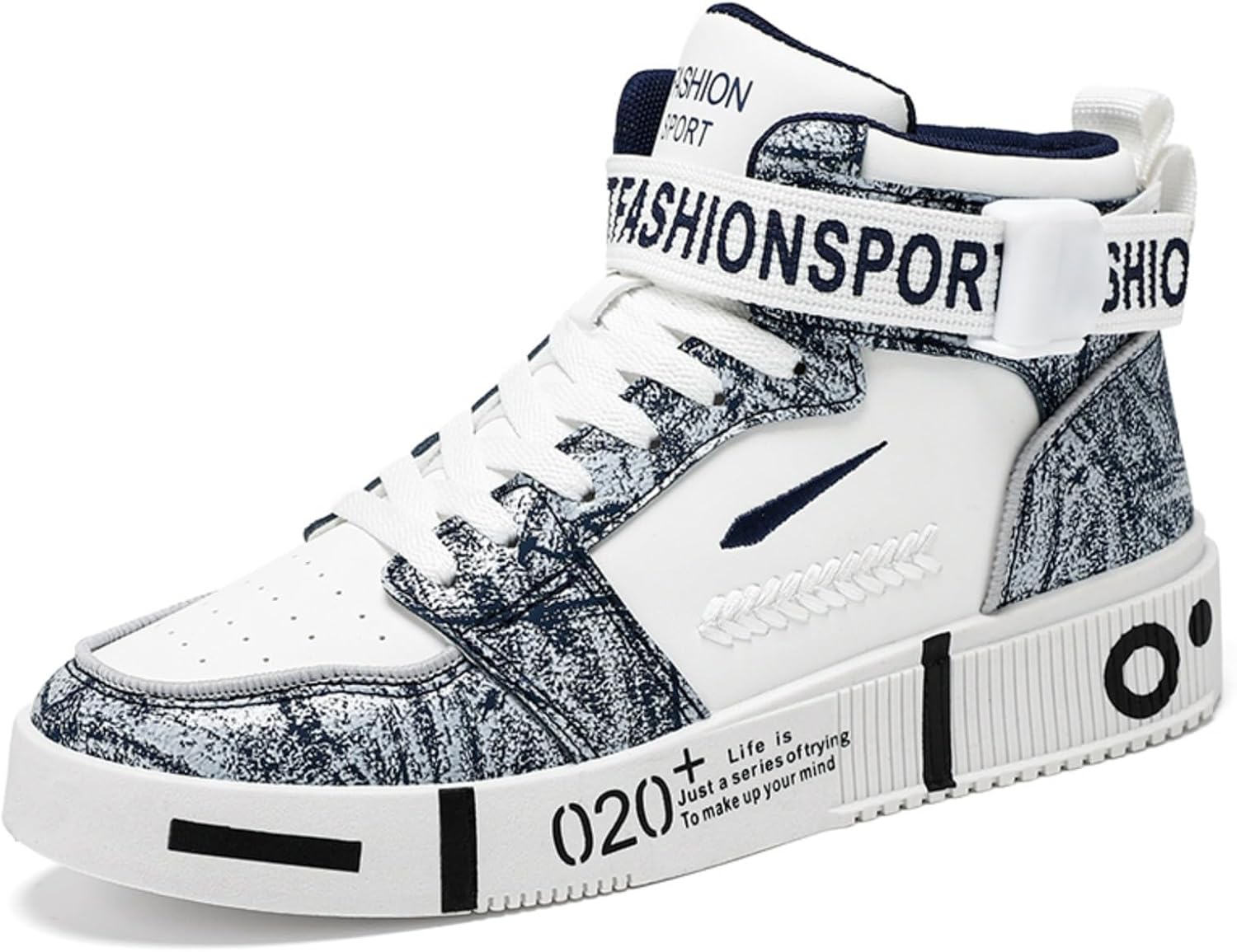 

Мужские модные кожаные кроссовки на высокой платформе, высокие, с шнуровкой, удобные, легкие, дышащие, с нескользящей подошвой, для прогулок на скейтборде, по городу, в парке, для повседневной носки и прогулок Yrzhgdl, синий