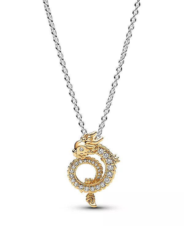 

Ожерелье с драконом из стерлингового серебра и 14-каратного золота Pandora, gold