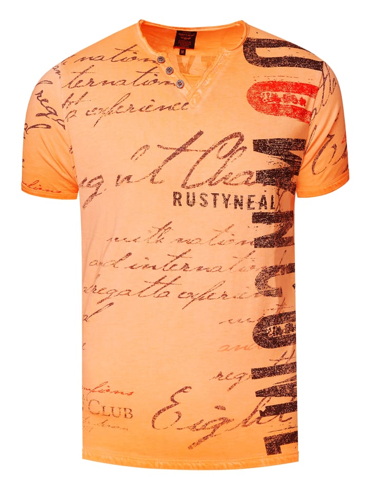 

Футболка с V-образным вырезом и принтом логотипа сбоку оранжевого цвета Rusty Neal, Оранжевый, Футболка с V-образным вырезом и принтом логотипа сбоку оранжевого цвета Rusty Neal