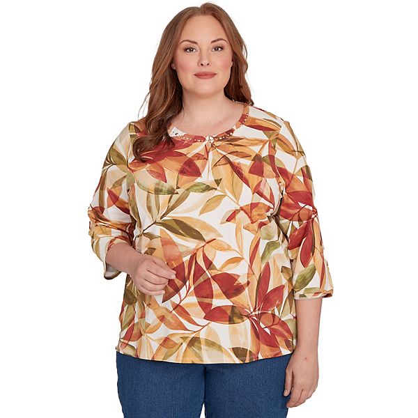 

Топ с листообразным вырезом горловины Plus size Alfred Dunner