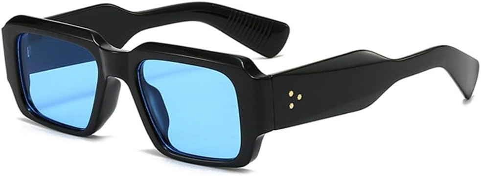 

Ретро-солнцезащитные очки конфетных цветов 2027 года для женщин, модные очки с заклепками и широкими дужками для мужчин, трендовые панк-солнцезащитные очки UV400 MTZJH, Black Blue