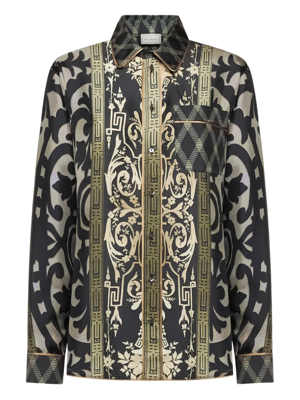 

Шелковая рубашка с барочным принтом Pierre-Louis Mascia, синий