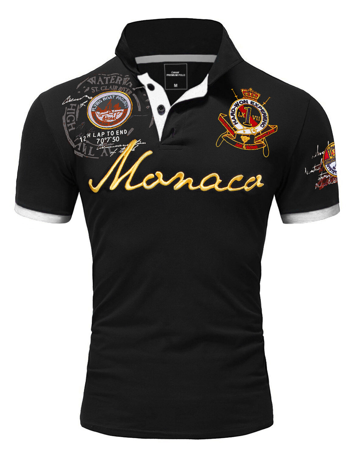 

Поло Amaci&Sons mit Stickerei Monaco 2.0, черный