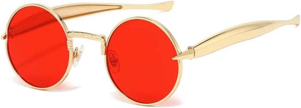 

Ретро маленькие круглые металлические мужские солнцезащитные очки, модные прозрачные линзы цвета океана, защита от УФ-излучения UV400, женские трендовые очки в стиле панк AHSGDVC, Golden Red