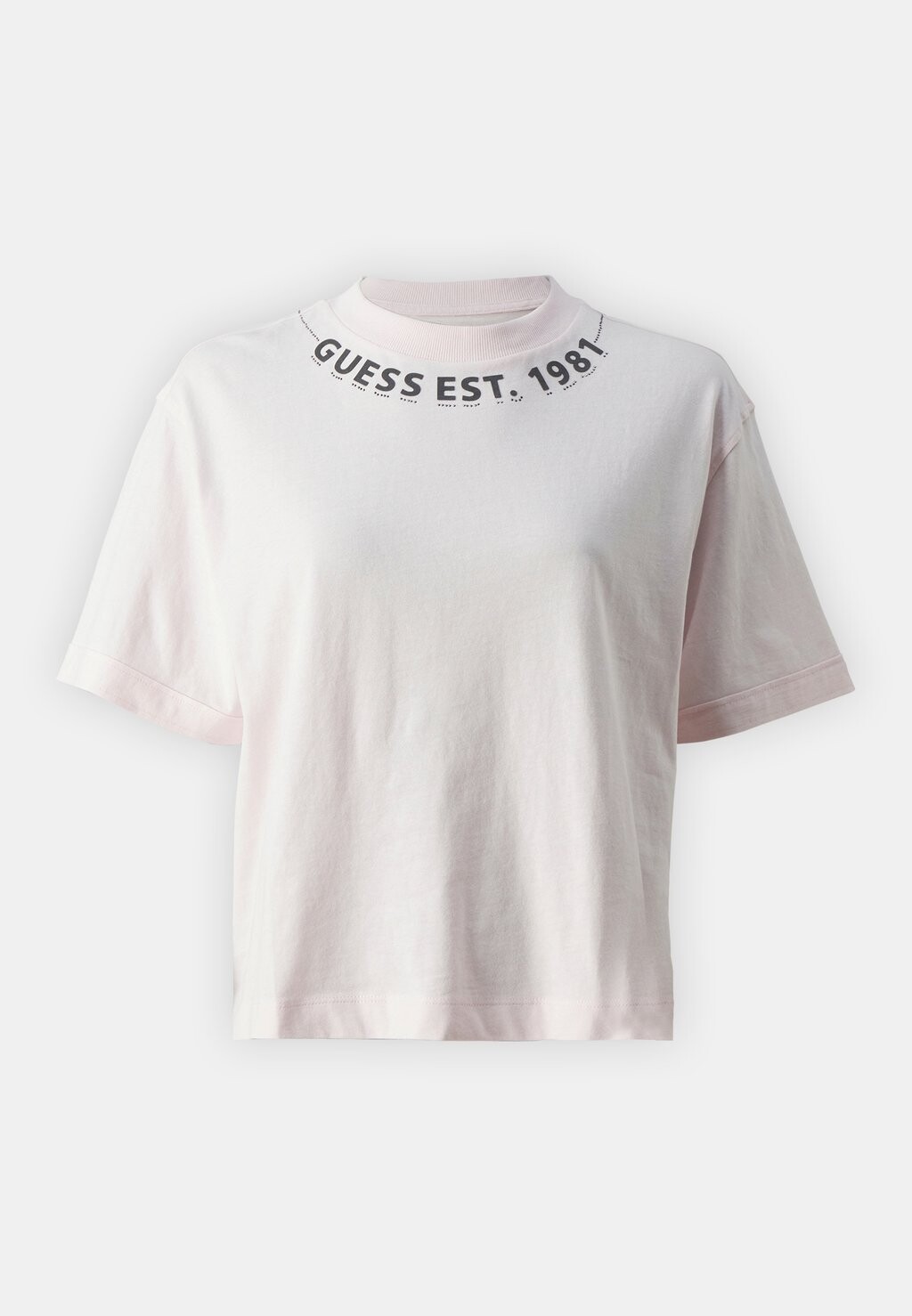 

Футболка с принтом Neck Logo Tee Guess, розовый