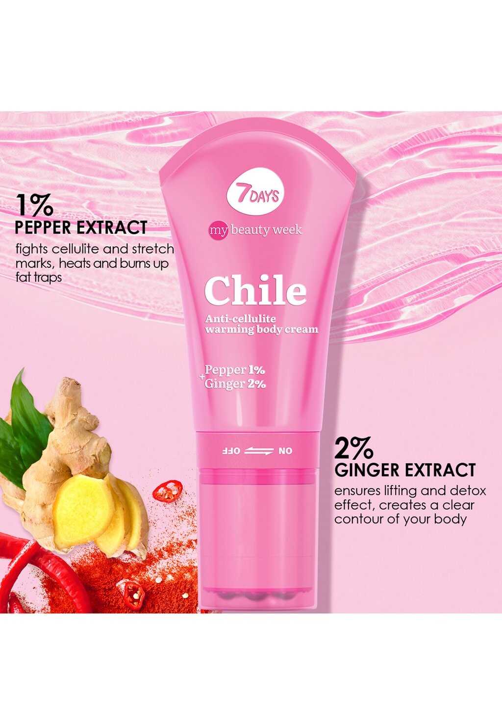 Бальзам для тела MY BEAUTY WEEK CHILE ANTI-CELLULITE WARMING BODY CREAM PEPPER 1%+ GINGER 2% 7days — фото 4