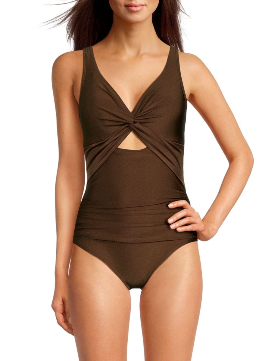 

Слитный купальник с вырезом Twist DKNY, цвет Mocha