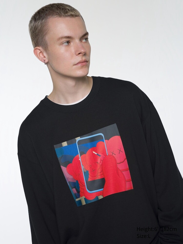 

Толстовка с графическим рисунком kaws + warhol ut Uniqlo, цвет 09 черный
