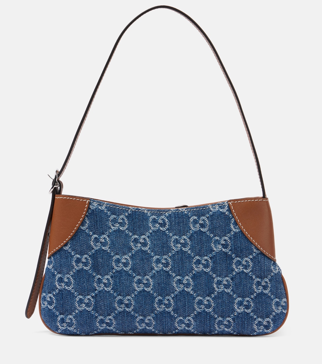 

GG Emblem Mini джинсовая сумка через плечо Gucci, Denim Azure/Sundial