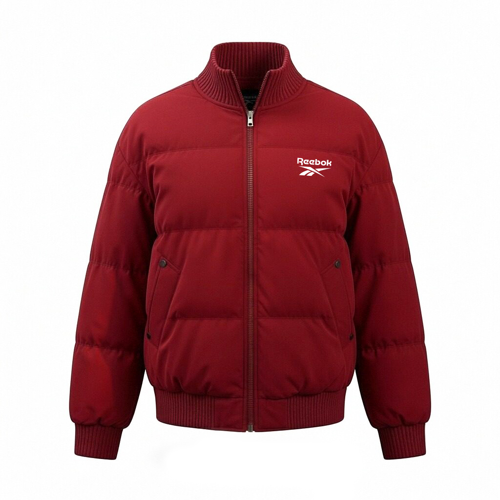 

Пуховик Unisex с воротником стойкой, утепленный стеганый пуховик Reebok, бордовый