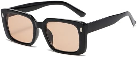 

Винтажные квадратные солнцезащитные очки 2027 года для женщин и девушек, зеркальные ретро-очки, модные женские очки с заклепками и оранжевыми линзами MTZJH, Black Brown