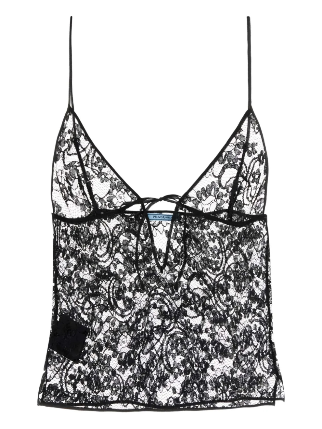 

Prada укороченный кружевной топ, черный