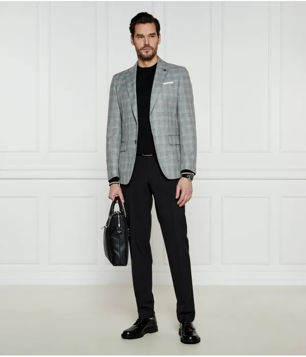 Элегантный шерстяной жакет h-hutson-233 Slim fit Boss, серый — фото 2