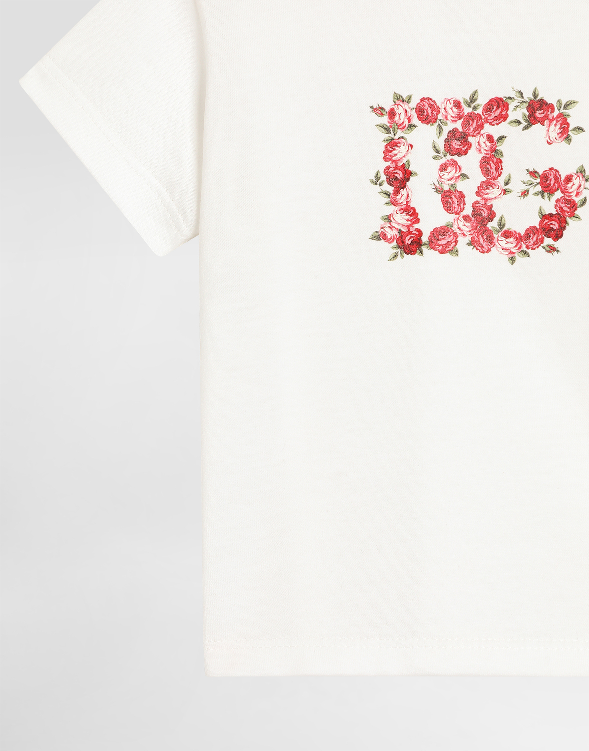 Маленькая футболка из джерси с принтом роз DOLCE & GABBANA, белый — фото 4