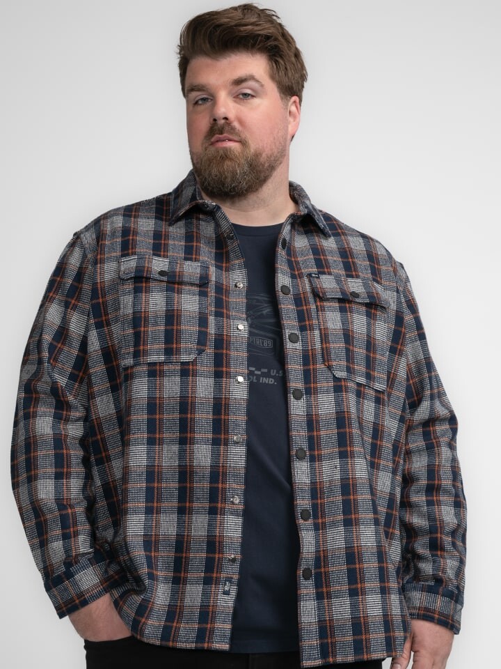 

Рубашка Petrol Industries Karierte Hemd Plus Size Southeast, синий