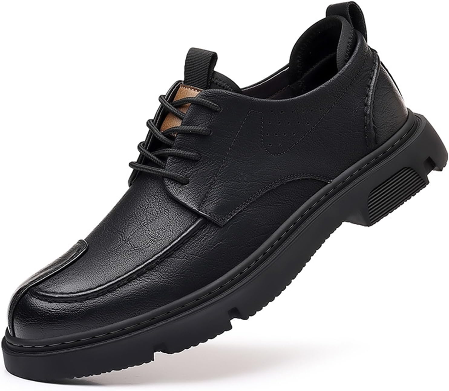 

Мужские ручной работы кожаные оксфорды на шнуровке, повседневная обувь, модные с круглым носком, слипоны, формальные кроссовки, удобные, с мягкой подошвой, деловая нескользящая рабочая обувь для мужчин Generic, черный