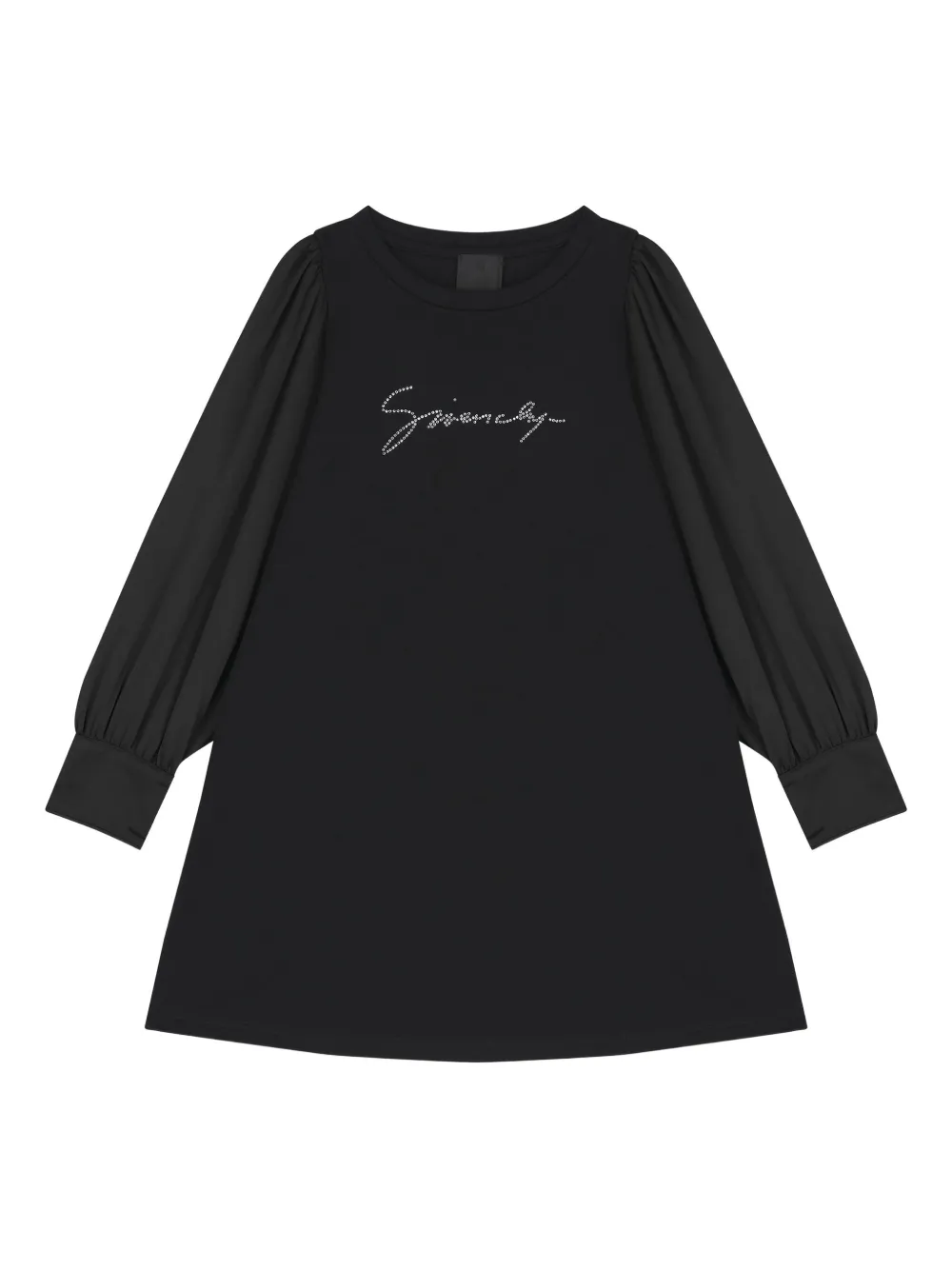 

Платье с длинными рукавами, украшенное стразами Givenchy Kids, черный