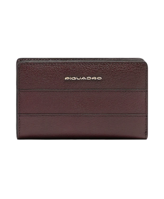 

Женский кожаный кошелек с отделением для монет и слотами для кредитных карт, с защитой от RFID-сканирования. Piquadro, красный