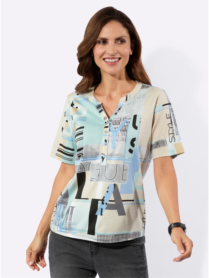 

WITT WEIDEN Толстовка с коротким рукавом, сине-песочного цвета с принтом